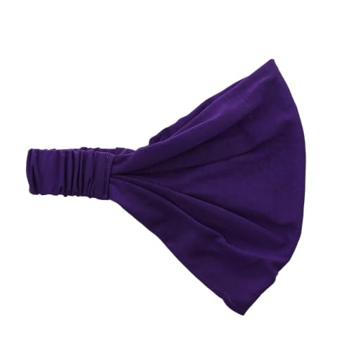 Motique Accessories Wide Cotton Head Band Solid Boho Yoga Style Soft Hairband for Women, Purple