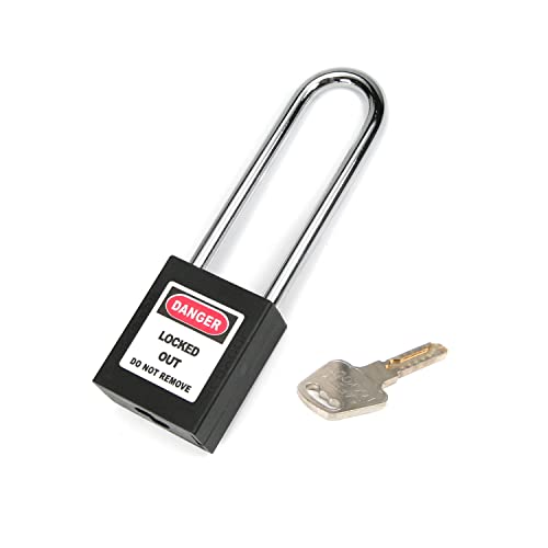Image of Lockout Tagout Locks Safety Padlock Loto Locks Keyed Alike PA Lock Out Tag Out Steel Shackle Small Luggage Padlocks Black 1PCS