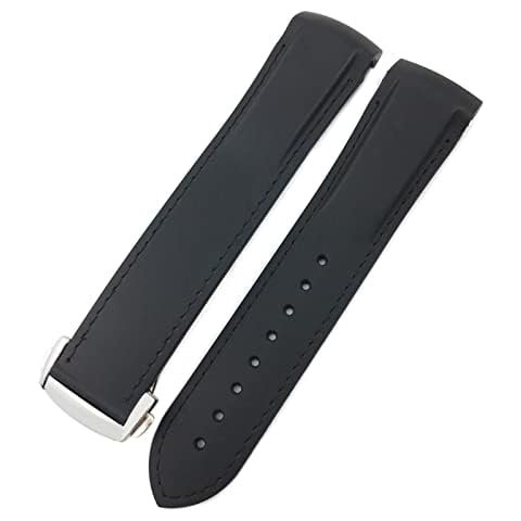 CZKE 18mm 19mm 20mm 21mm 22mm Rubber Silicone Watch Bands For Omega Seamaster 300 speedmaster Strap Brand Watchband blue black orange (Color : Black black line, Size : 21mm) Cover