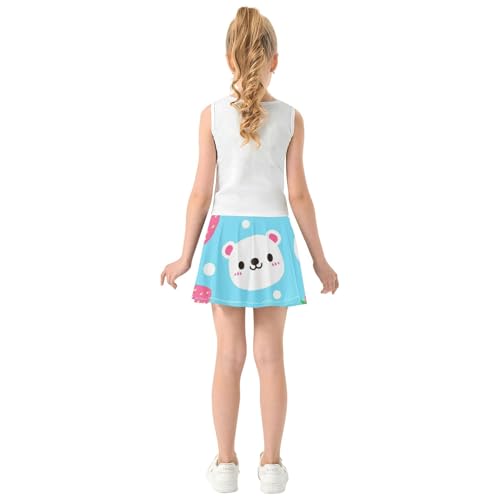 Joisal Cute Bears Strawberries Blue Athletic Shorts for Girls Skorts Tennis Skirts Toddler Pink Cute Flowy Skirt 3t4