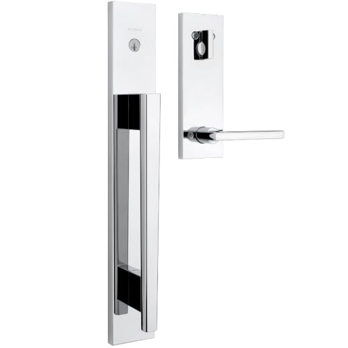 Image of Kwikset Careus Keyed Entry Front Door Handleset, Polished Chrome