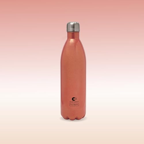 Image of Clay Craft Vacbott Vaccum Bottle, Stark Sparkle Double Walled Insulated 24 Hours Hot and Cold Water Bottle - 500 ml -1 Piece (Sparkle Ruby) Steel Water Bottles for School, Office, Home, Gym, Leakproof