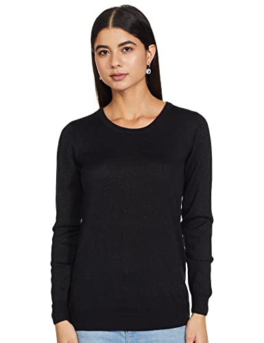 Image of Max Women Solid Lightweight Acrylic Round Neck Sweater Top