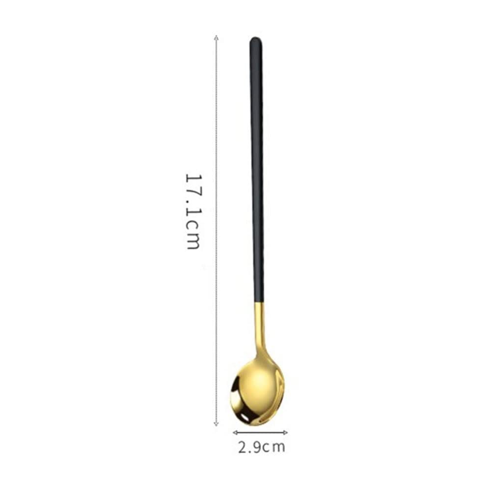 Cucharas de Café, Té Mango Largo Café Mezcla Cuchara Cabeza Redonda Helado Postre Cucharadita Cocina Cocina Cocina Vajilla Utensilio Cuchara para Cocinar，Cuchara de Sopa (Quantity : 6)