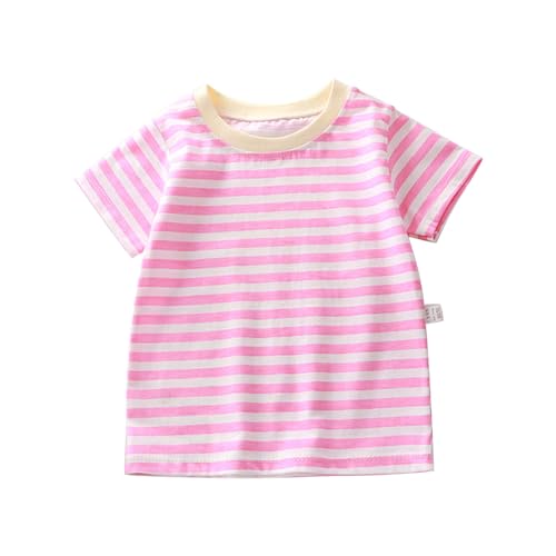 Toddler Boys Girls Striped T Shirts Short Sleeve Crop Cotton Tops for Kids Crewneck Loose Fit Tee Shirt Blouse