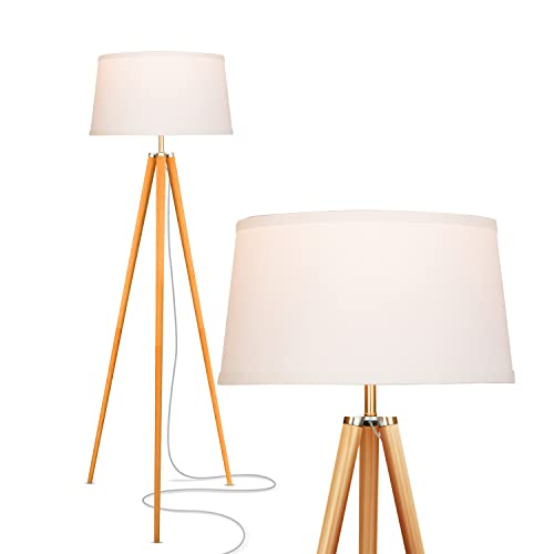 Brightech Emma LED Floor Lamp, Tall Lamp with Wood...
