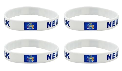 LLBFHH 4 Pcs New York State Flag Rubber Bracelets,State Flag Silicone Bracelet, Rubber Wristbands Patriotic Decorations Gift.
