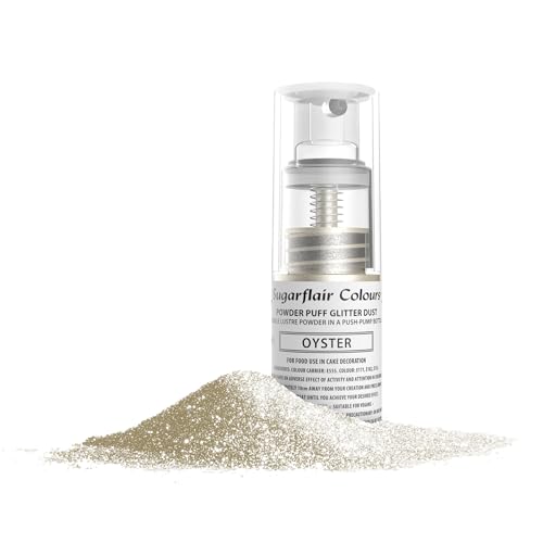 Sugarflair Oyster Edible Glitter Dust Spray (Non-Aerosol) - Add a Shimmering Lustre Sparkle to Cakes, Cupcakes, Chocolate, Baking, Desserts, Ice Cream, Drinks, Cocktails and More - 10g