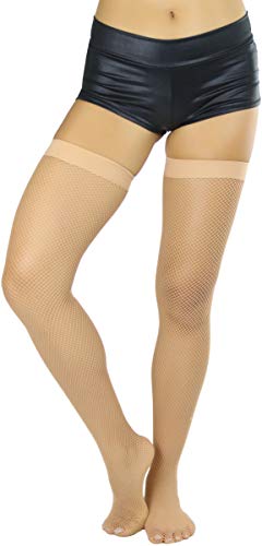 Image of ToBeInStyle Women's Fine Classic Fishnet Thigh High Stretch Nylon Novelty Stockings