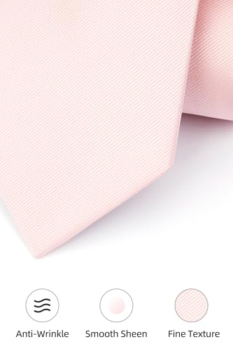 Image of HISDERN Mens Ties Solid Color Ties for Men Formal Necktie with Pocket Square Set Satin Silk Neck Tie Handkerchiefs Set