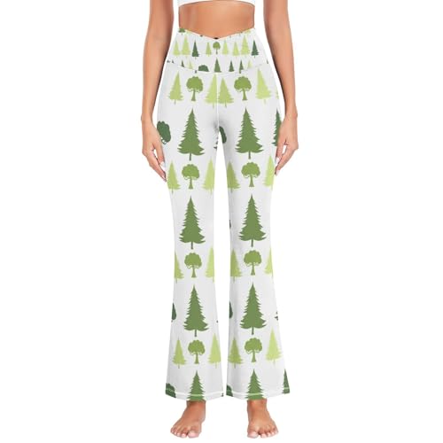 Legging évasé pin vert femme taille en V sans serrer - 2