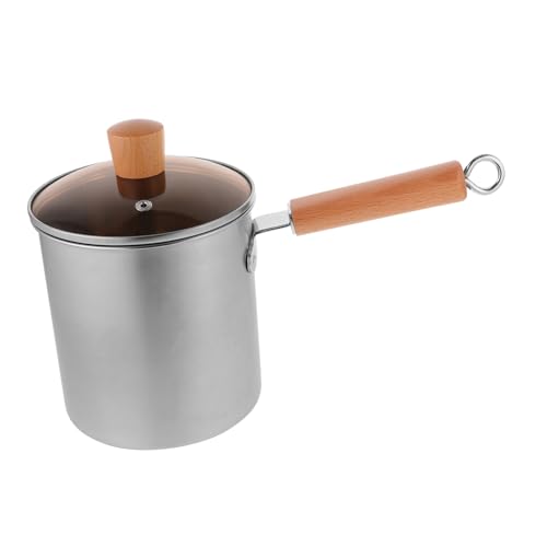 FUNOMOCYA Freidora de acero inoxidable tirador madera freidora aceite freidoras con aceite fryer fritadeiras olla freidora con cesta sartén profunda olla frita casera olla profunda Vidrio