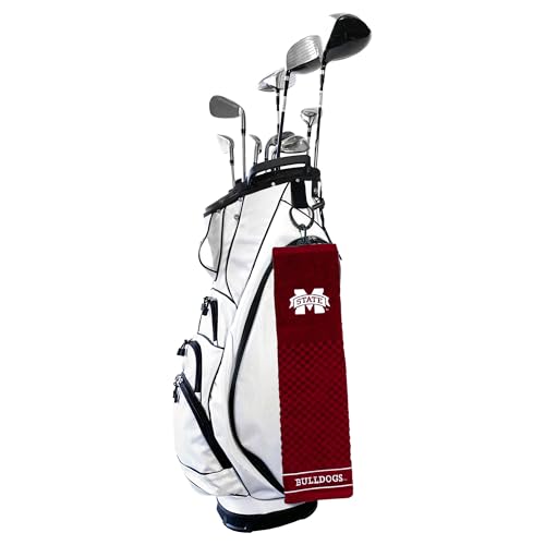 Image of Team Golf NCAA Mississippi State Bulldogs Embroidered Golf Towel Embroidered Golf Towel, Checkered Scrubber Design, Embroidered Logo
