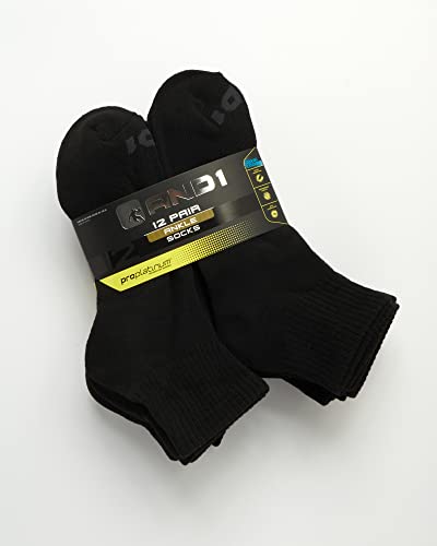 And1 Men's Socks - Athletic Cushion Quarter Cut Ankle Socks (12 Pack), Size 6-12.5, Black #TOP1