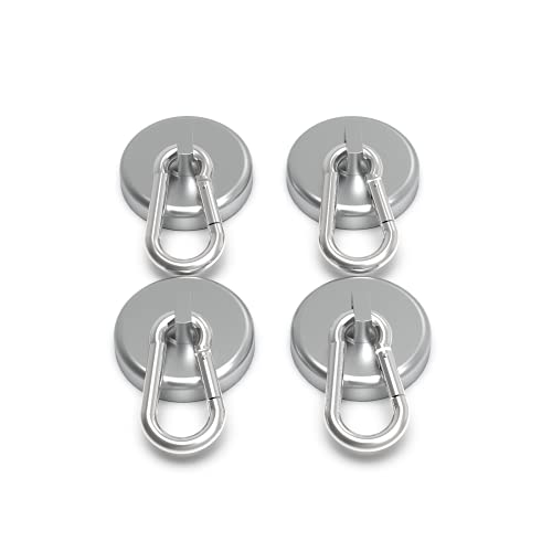 Ant Mag Carabiner Magnetic Hooks 110LBS Heavy Duty Neodymium Magnet Carabiner with Swivel Carabiner Snap Hook for Indoor/Outdoor Hanging Bagnet Grill Kitchen Purse Warehouse Office (L36-1 4 Pack)