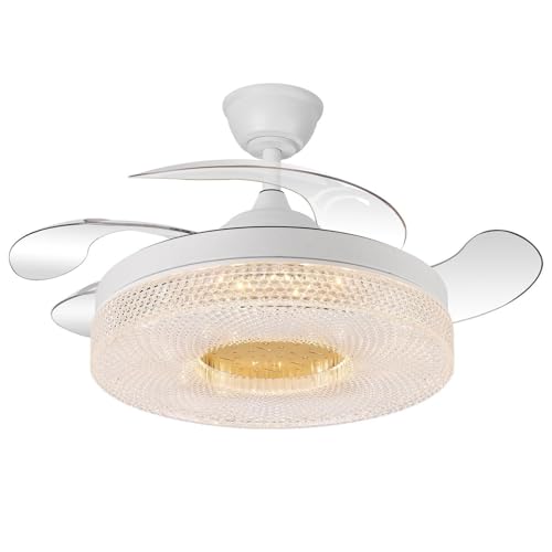 VENTILADOR TECHO C/LUZ 4 ASPAS RETRACTILES BLANCO ETHEREAL