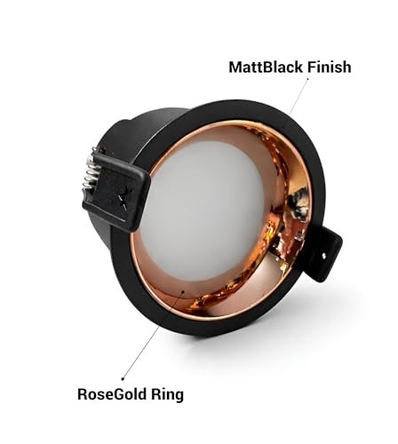 Image of FILLISKA Recessed LED Downlight with Luxurious MattBlack & Rosegold Finish (1, Warm White (3000k), 18, Watts)(2 Years Warranty)