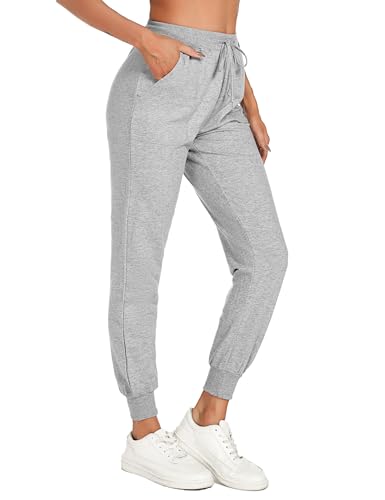 Irdcomps Pantalon Chandal Mujer Invierno Pantalones Deportivos Algodón Casuales con Bolsillos Elásticos Largo Gimnasio Deportes Correr Jogging S-XXL（02-Gris，S）