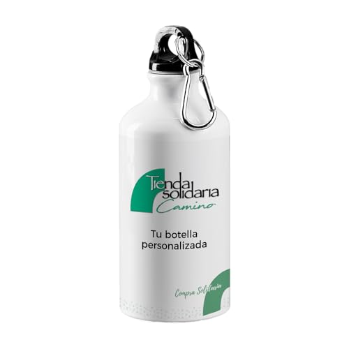 Botella Personalizada | Botella de Agua con Mosquetón 500ml | Personaliza tu Bidón con Imágenes y Texto | Regalo Personalizado | Compra Solidaria
