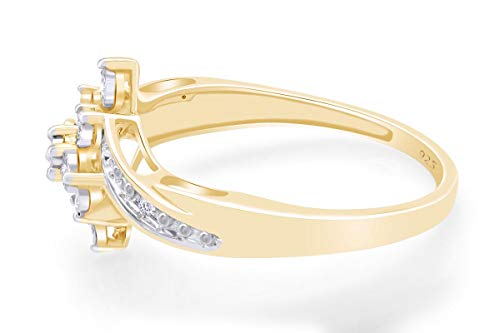 Jewel Zone US Natural Diamond Engagement and Wedding Accent Cluster Ring in14k Gold Over Sterling Silver (0.05 Cttw)4