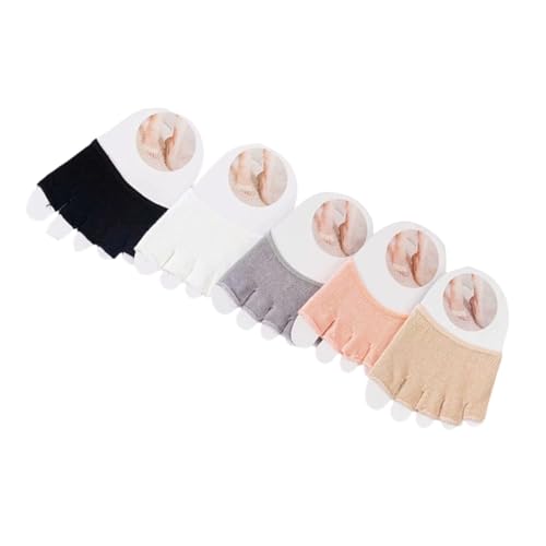 5 pares de separadores de dedos invisibles medias medias medias no avanzadas para tacones altos antideslizantes soles protectores de dedos del pie, Color mixto expuesto, Talla única