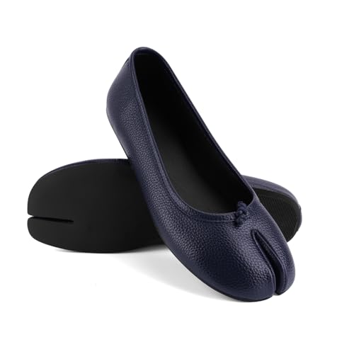 Image of VBDB Tabi Ballet Flats Shoes for Women Rounde Toe Wide Width Split Toe Low Heel Comfortable Flats Shoes