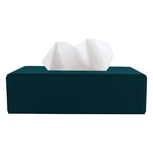 Image of V-CUBE DESIGNS Premium Vegan Leather Tissue Box Holder | Paper Napkin Holder | Sturdy Tissue Case /Cover /Dispenser /Organizer for Home /Bathroom /Office /Table /Desk /Car | Teal