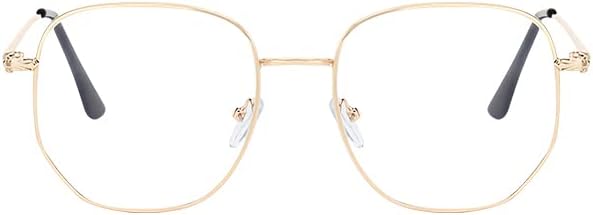 Oversized Metal Frame Reading Glasses for Women, Blue Light Blocking Computer Readers, Stylish Lady Large Eyeglasses