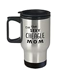 Im the Sexy Cheagle Mom Lover Travel Mug Insulated Coffee Tumbler - Chihuahua Beagle Mixed Dog Breed Puppy Pet Owner Beagle Chi Chi-Bea Chibeagle Funny Gag Themed Gifts Idea