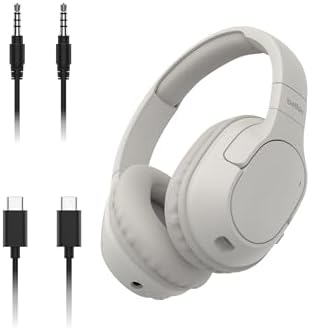 Belkin SoundForm Surround Bluetooth Over-Ear Headphones - Environmental Noise Cancelling Headphones - Wireless w/ 60H Playtime & Soft Ear Cups for iPhone, Galaxy, iPad, Travel, Home, or Office - Sand