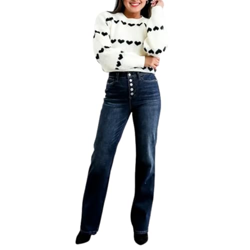 Mid Rise Button Fly Bootcut Jeans Trendy Classic Vintage Jeans Stretchy Jeans for Women