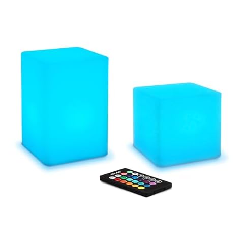 Mr.Go 6-inch LED Cube Light and 4-inch LED Cube Light Bundle, Remote Control, 16 RGB Colors 4 Modes, Dimmable, Rechargeable, Waterproof, Great as Night Light Mood Lamp Ambient Lighting Decorations Cover