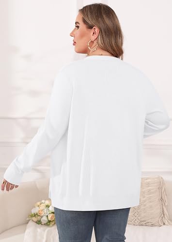Image of TIANZHU Plus Size Cardigan for Women Button Open Front Long Sleeve V Neck Comfy Lightweight Sweaters XL-4XL