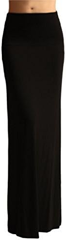 Azules Women's Rayon Span Maxi Skirt - Black,X-Large