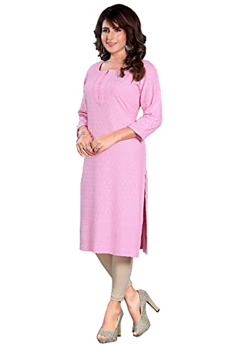 Image of DREAM & DZIRE Chikankari Kurti for Women of Cotton in Plus Size & Small Size.