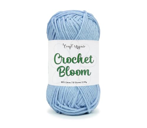 Image of Craft Affair | Crochet Bloom Cotton Yarn 8ply (2mm, 77Meter, 50Gram) 100% Pure Cotton | Knitting Yarn | for Embroidery, Craft & DIY Project: Denim