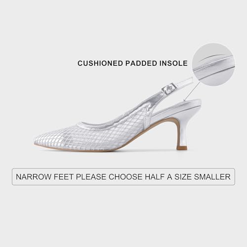 Slingback Heels for Women Kitten Heels Mesh Gauze Pumps Pointed Toe Stiletto Sandals Wedding Dress Shoes2