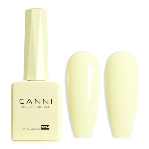 Image of CANNI Pastel Yellow Gel Nail Polish, 1Pcs Light Yellow Gel Polish Color Nail Polish High Gloss Soak Off U V Nail Manicure Salon DIY