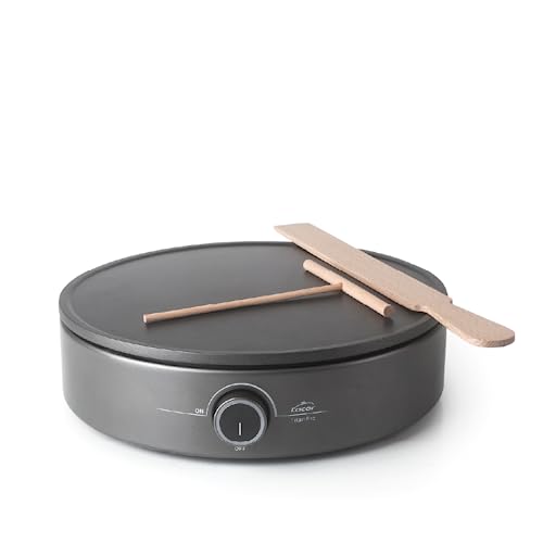 Lacor - 69433 - Crepera Eléctrica 1500W, Creps XL, Termostato Regulable, Indicador Luminoso, Incluye Rastrillo y Espátula de madera, Eco y 100% libre de PFOA, Placa Ø33 cm