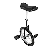 16/24 Inch Wheel Unicycle with Steel Rim, Unicycle Electric Wheel Skidproof Mountain Tire Cycling Sports Exercise with Adjustable Seat, Adults Kids Outdoor Sports Fitness Exercise Tool (24Inch Black)