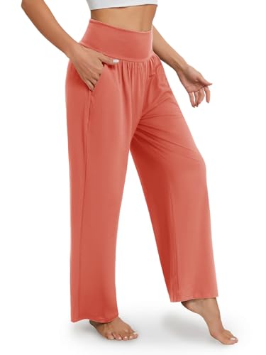 Image of Gracyoga Wide Leg Yoga Pants for Women Casual Loose Cozy Sweatpants High Waisted Lounge Pajama Flowy Pants With Pockets