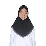 Modest Beauty Muslim Hijabs for Girls Kids Hijab Scarves with Lace for Age 6-12