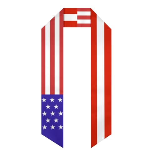 Austria Austrian America Flag Graduation Stole Sash Shawl for Men Women Thickened Duoble-sided Scarf Angled for International Students Teachers Study Aboard Graduate Gift 72 inches Unisex