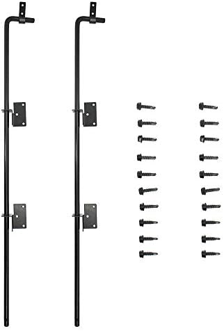 Cane Bolt Heavy Duty Gate Drop Rod 36 inch Steel with Black Finish -2 Pack for Double Door