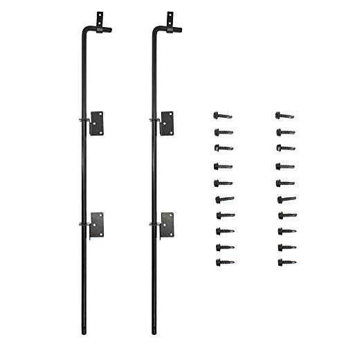 Cane Bolt Heavy Duty Gate Drop Rod 36 Inch Steel With Black Finish -2 Pack For Double Door #TOP2