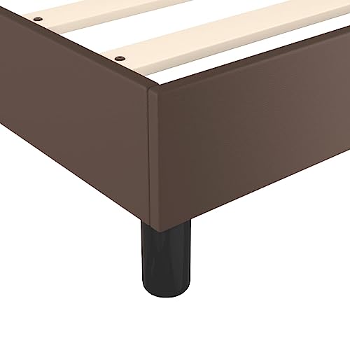 Eleganz Bettgestell 140x200 cm Braun Kunstleder - Modernes Bettgestell für Schlafzimmer, Lederbett mit stabilen Füßen und Leichter Montage - Ideal für kleine Räume