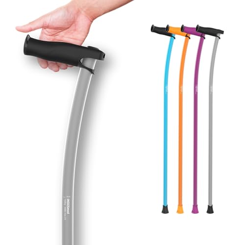 INDESmed | Bastón de Aluminio Aeroespacial 100% Ultraligero - Patentado - Ajustable milimétricamente, Ultrarresistente, Mango ergonómico Anti-tendinitis, Ortopédico-Diseñado en España (Gris, L)