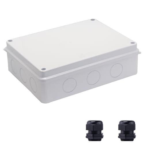 Image of Junction Box Dustproof Waterproof IP65 ABS Plastic Electrical Boxes, Indoor & Outdoor Electrical Power Cord Enclosure Universal Project Box DIY Case White 10 x 7.9 x 3.1 inch (255x200x80mm)