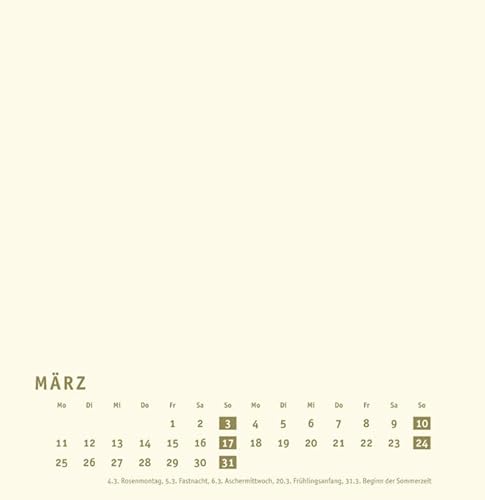 Bastelkalender 2019 gold, groß: Das persönliche