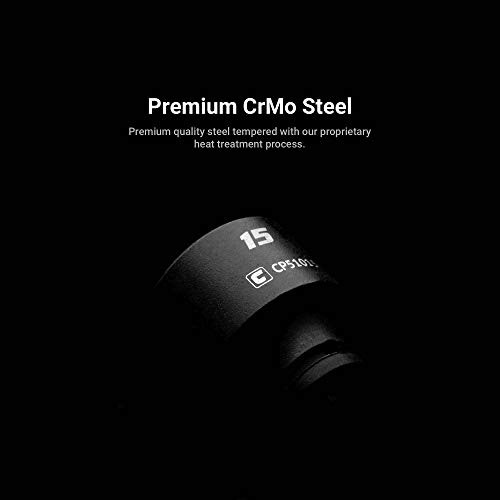 Capri Tools 1/4 In. Drive Shallow And Deep Impact Socket Set, 4 To 15 Mm, Metric, 28-Piece With Billet Aluminum Socket Rail #TOP2